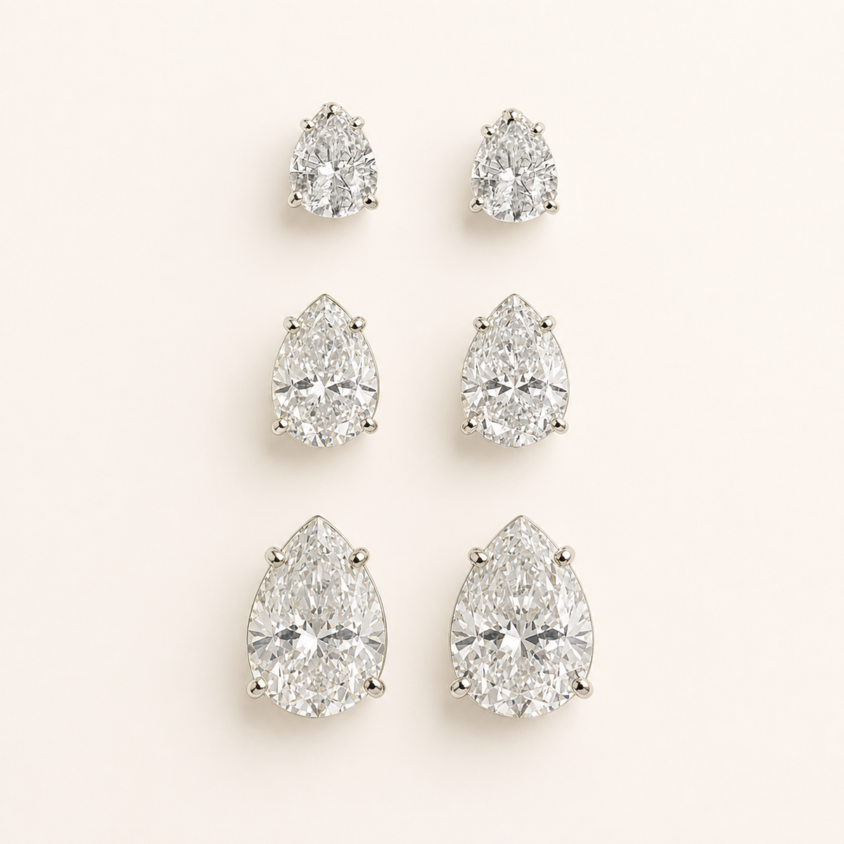 Trio de Brinco Folheado a Ouro 18k e Prata Gota Cristal