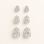 Trio de Brinco Folheado a Ouro 18k e Prata Gota Cristal