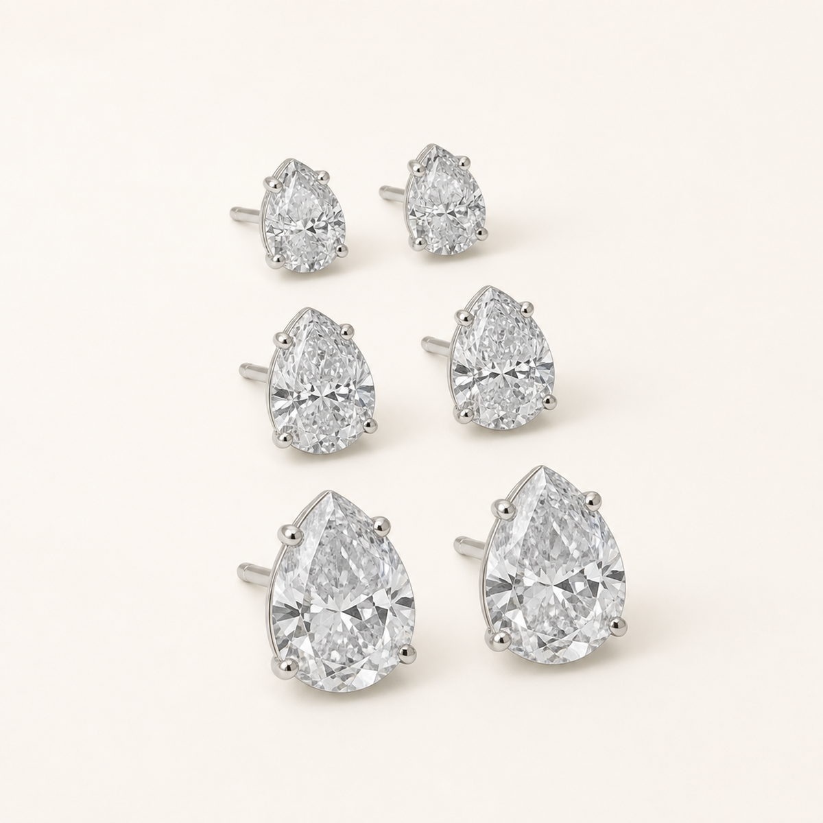 Trio de Brinco Folheado a Ouro 18k e Prata Gota Cristal