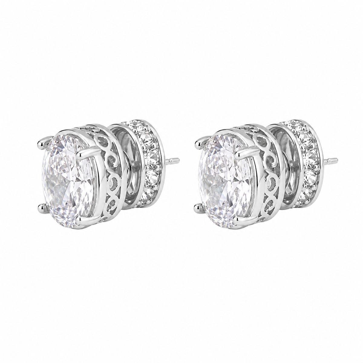 Brinco Folheado a Ouro 18k e Prata Oval de Cristal