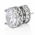 Brinco Folheado a Ouro 18k e Prata Oval de Cristal