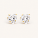 Brinco Folheado a Ouro 18k Coração de Cristal