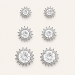 Trio de Brinco Folheado a Ouro 18k e Prata Circulos Cristais Coloridos
