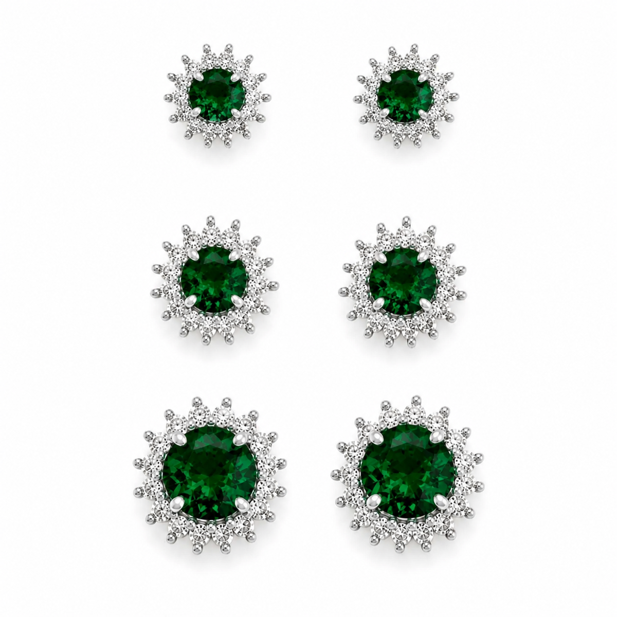 Trio de Brinco Folheado a Ouro 18k e Prata Circulos Cristais Coloridos