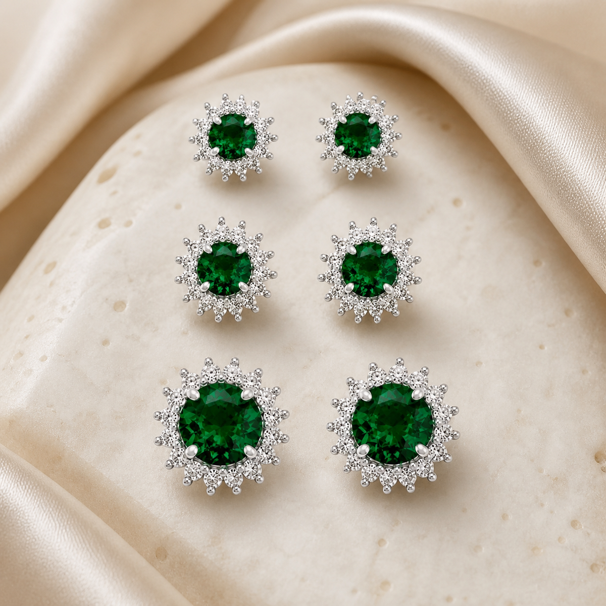 Trio de Brinco Folheado a Ouro 18k e Prata Circulos Cristais Coloridos