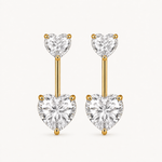 Brinco Virginia Folheado a Ouro 18k Coração Cristal Duplo