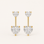 Brinco Virginia Folheado a Ouro 18k Coração Cristal Duplo