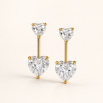 Brinco Virginia Folheado a Ouro 18k Coração Cristal Duplo