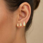 Trio de Brinco Folheado a Ouro 18k e Prata Gota Cravejada