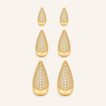 Trio de Brinco Folheado a Ouro 18k e Prata Gota Cravejada