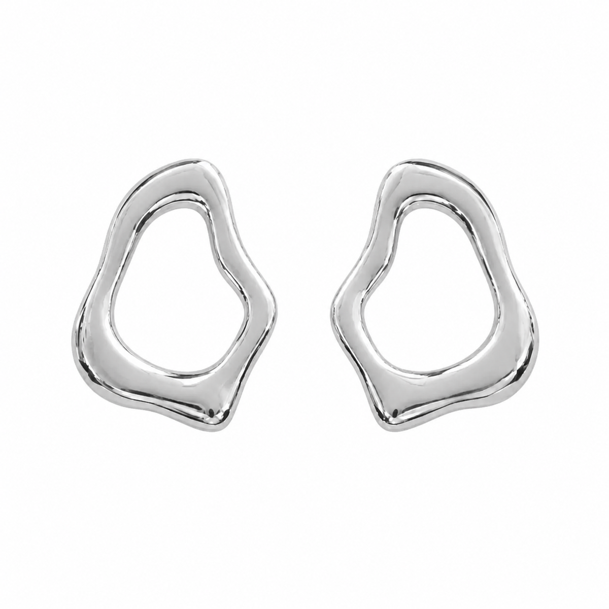 Brinco Folheado a Ouro 18k e Prata Forma Organica Vazada