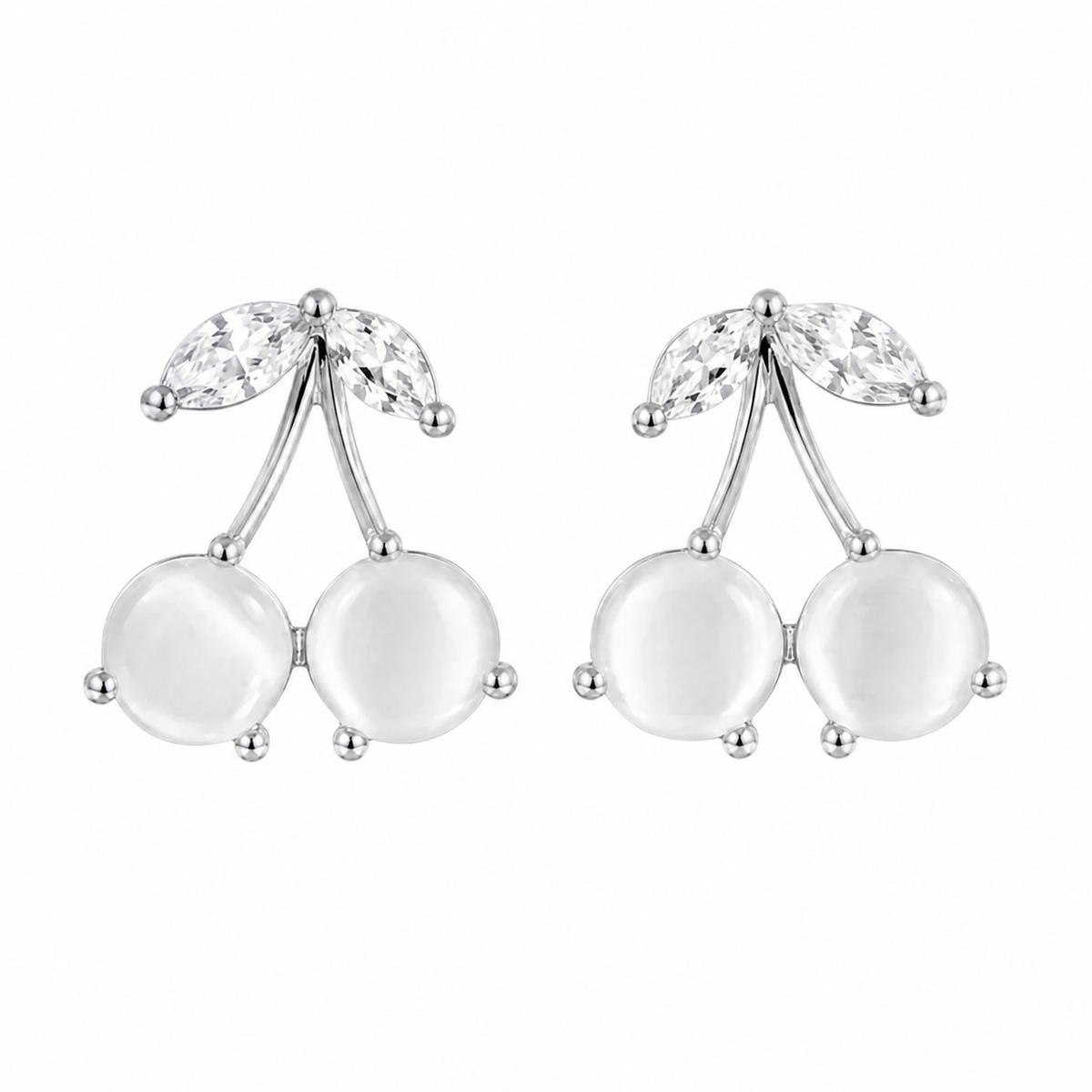 Brinco Folheado a Ouro 18k e Prata Design Cereja Resinada