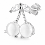 Brinco Folheado a Ouro 18k e Prata Design Cereja Resinada