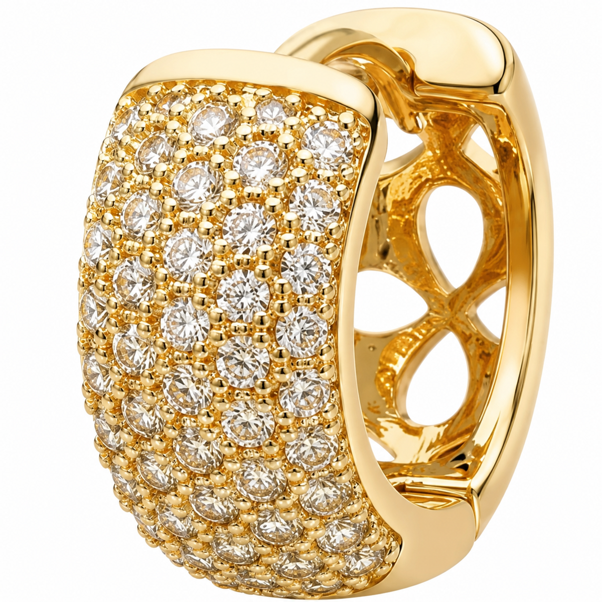 Brinco Folheado a Ouro 18k e Prata Argola Cravejada