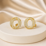 Brinco Folheado a Ouro 18k e Prata Circulo Moderno Cravejado