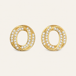 Brinco Folheado a Ouro 18k e Prata Circulo Moderno Cravejado
