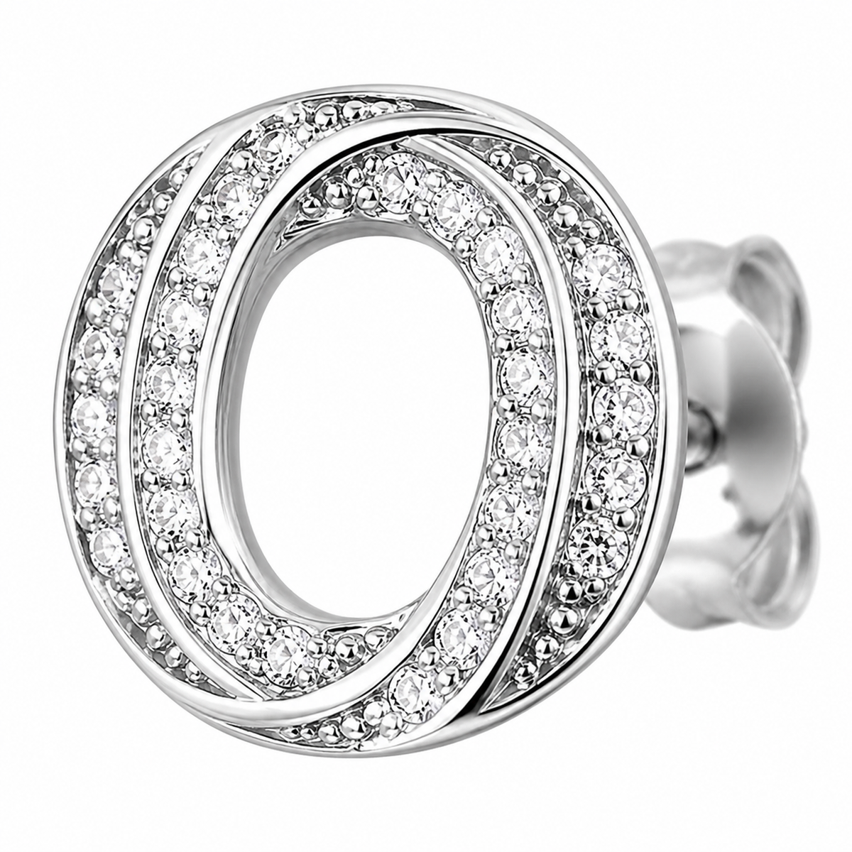 Brinco Folheado a Ouro 18k e Prata Circulo Moderno Cravejado