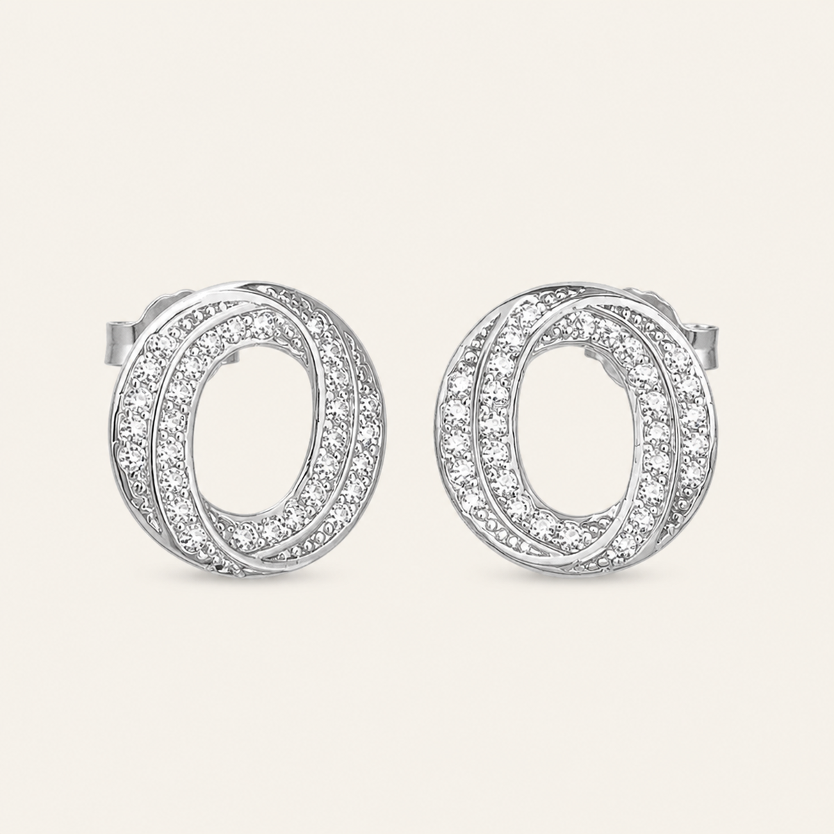 Brinco Folheado a Ouro 18k e Prata Circulo Moderno Cravejado