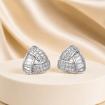 Brinco Folheado a Ouro 18k e Prata Triangulo Navete e Cristais