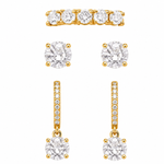 Kit Brinco e Piercing Folheado a Ouro 18k e Prata Circulo de Cristal