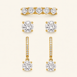 Kit Brinco e Piercing Folheado a Ouro 18k e Prata Circulo de Cristal