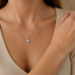 Conjunto Colar e Pulseira Folheado a Prata Brilhante