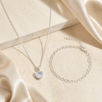 Conjunto Colar e Pulseira Folheado a Prata Brilhante