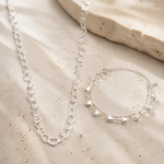 Conjunto Colar e Pulseira Folheado a Prata 925 Elos de Coração