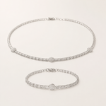 Conjunto Colar e Pulseira Folheado a Ouro 18k e Prata Círculos e Navetes - Prata