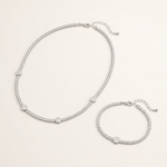 Conjunto Colar e Pulseira Folheado a Ouro 18k e Prata Círculos e Navetes - Prata