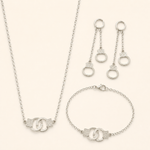 Conjunto Virginia Colar, Brinco e Pulseira Folheado a Ouro 18k e Prata Algema - Prata