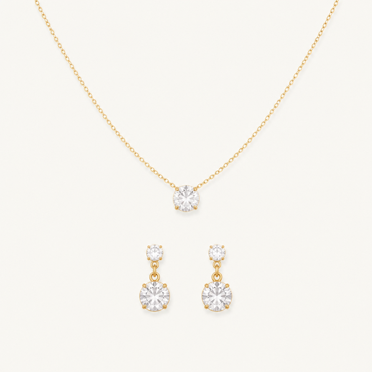 Conjunto Colar e Brinco Folheado a Ouro 18k Pontos de Luz