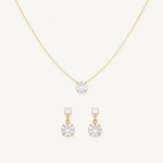 Conjunto Colar e Brinco Folheado a Ouro 18k Pontos de Luz