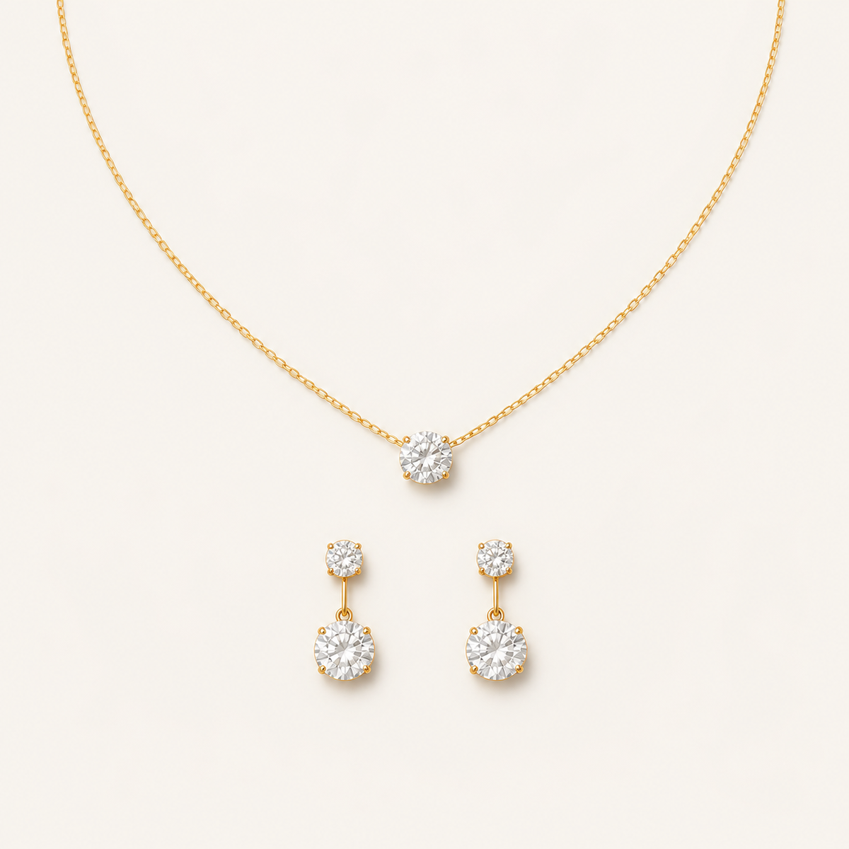Conjunto Colar e Brinco Folheado a Ouro 18k Pontos de Luz