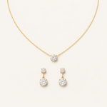 Conjunto Colar e Brinco Folheado a Ouro 18k Pontos de Luz