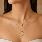 Colar Duplo Folheado a Ouro 18k Inspiração Vg. com Ponto de Luz