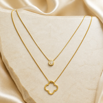 Colar Duplo Folheado a Ouro 18k Inspiração Vg. com Ponto de Luz