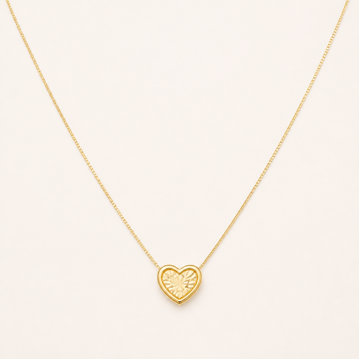 Colar Folheado a Ouro 18k Veneziana Pingente Coração