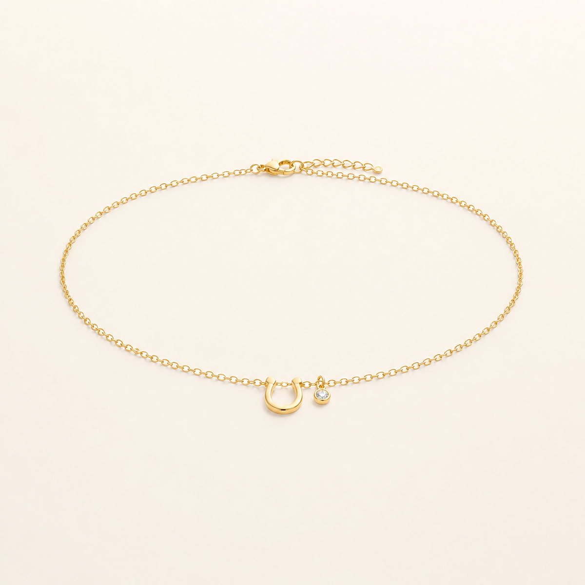 Choker Folheado a Ouro 18k Ferradura e Ponto de Luz