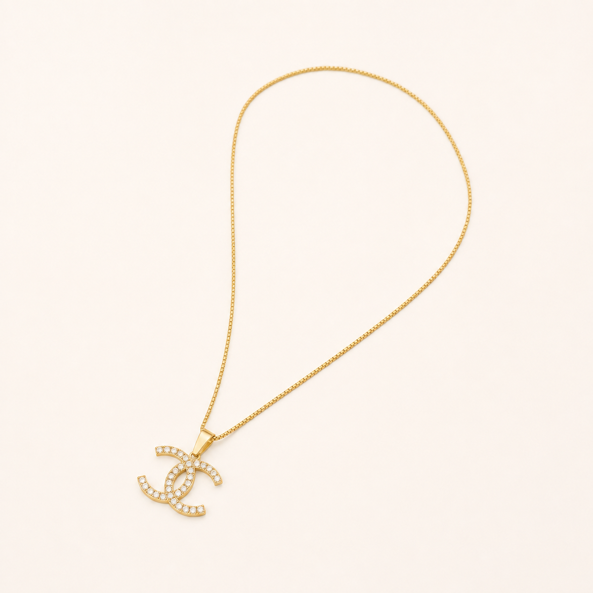 Colar Folheado a Ouro 18k Veneziana Alta Joalheria Cravejado