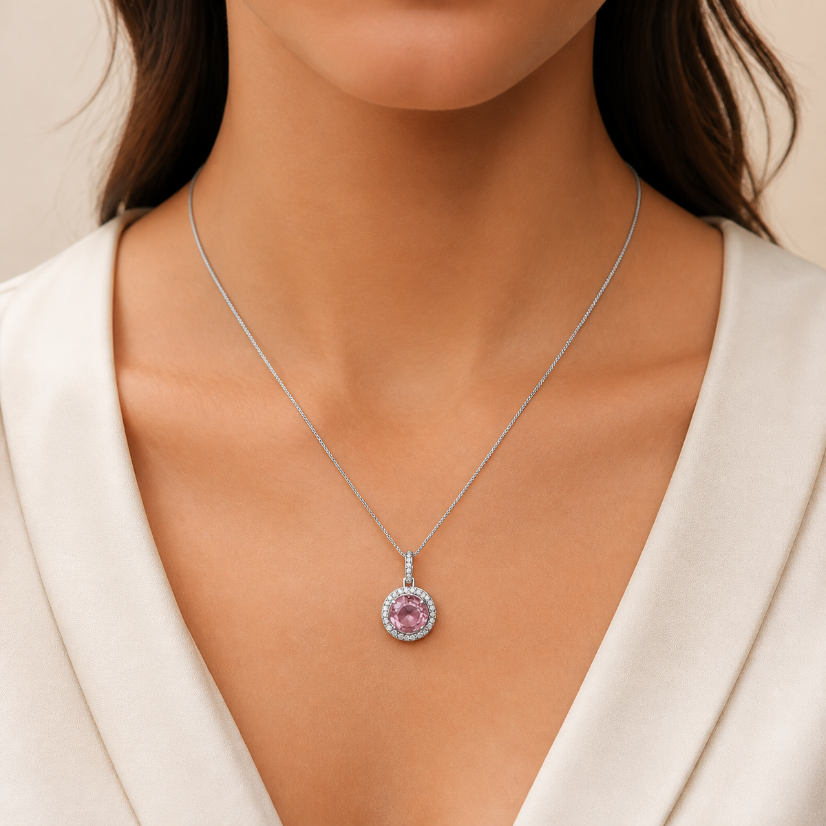 Colar Folheado a Ouro 18k e Prata Design Circulo Cravejado - Prata M