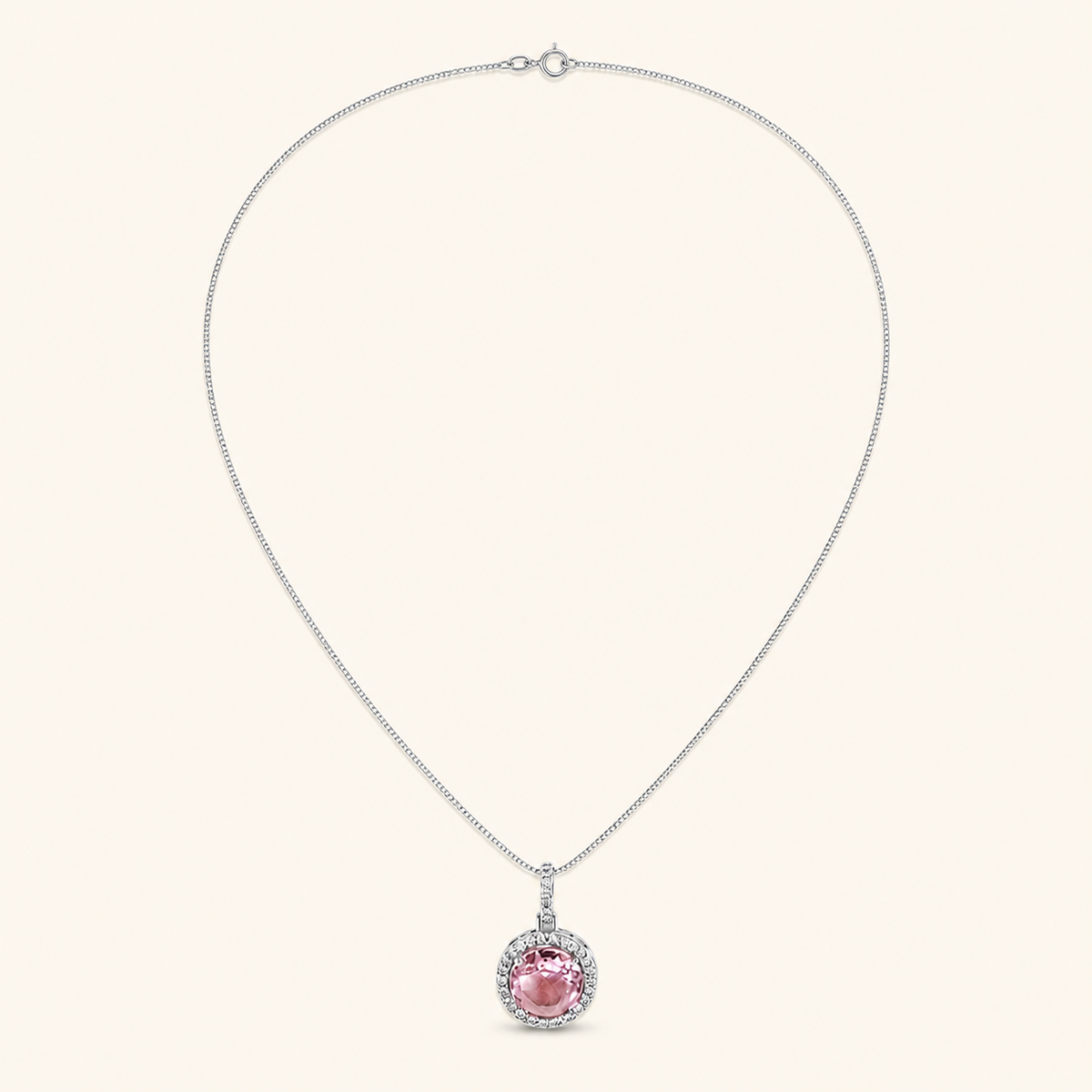 Colar Folheado a Ouro 18k e Prata Design Circulo Cravejado - Prata M