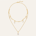 Colar Duplo Folheado a Ouro 18k Gotas Cristal