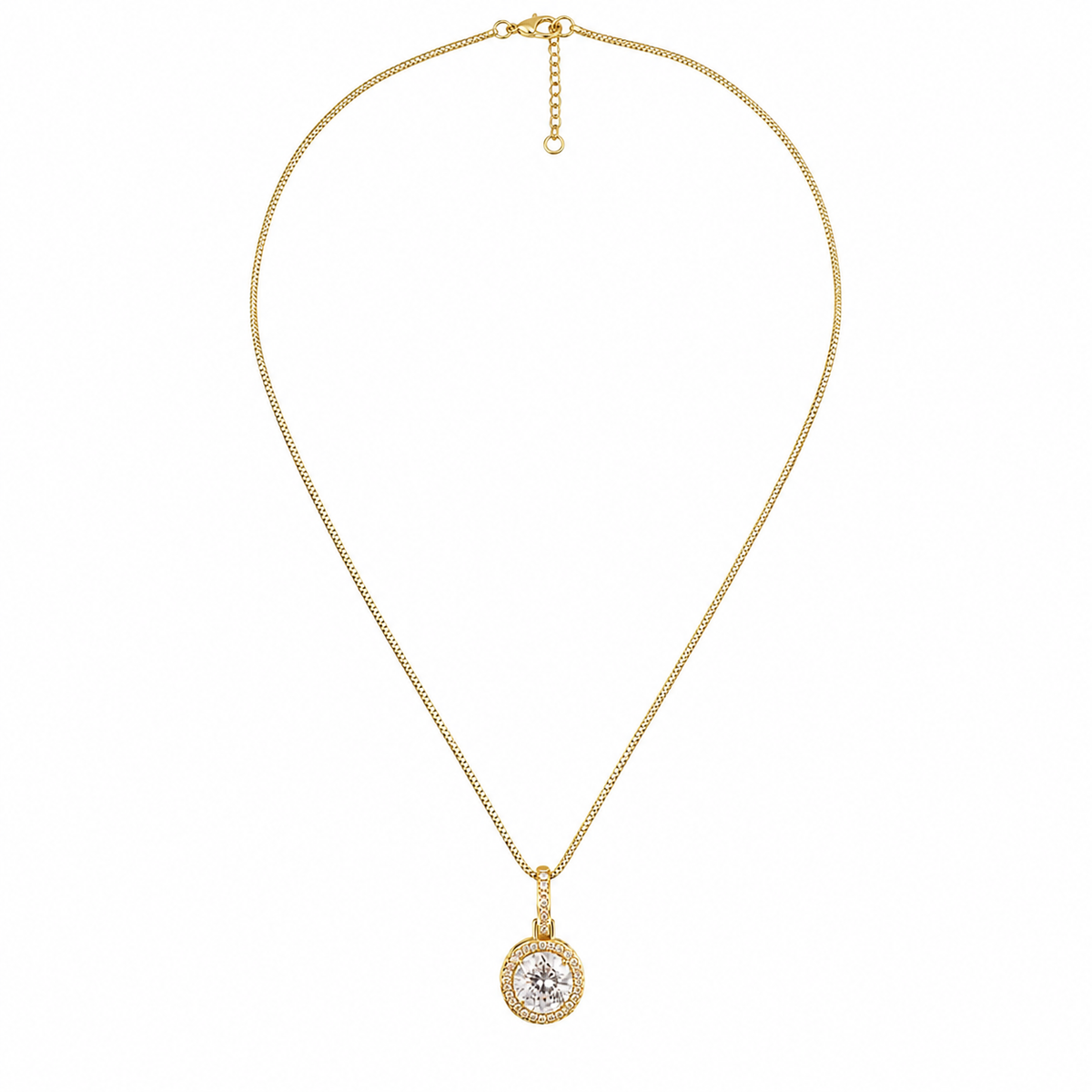 Colar Folheado a Ouro 18k e Prata Circulo Cravejado P