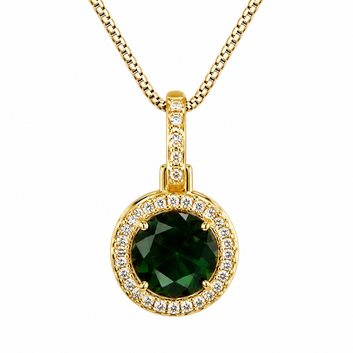 Colar Folheado a Ouro 18k e Prata Circulo Cravejado P