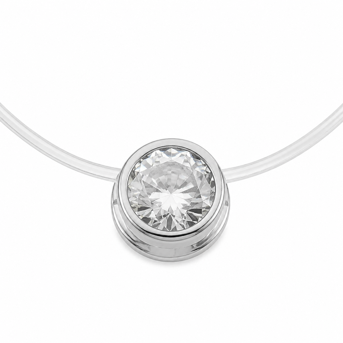 Colar de Nylon Folheado a Ouro 18k Circulo de Cristal 8mm