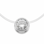 Colar de Nylon Folheado a Ouro 18k Circulo de Cristal 8mm