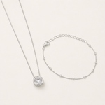 Conjunto Colar e Pulseira Folheado a Prata 925 Esferas e Ponto de Luz