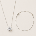 Conjunto Colar e Pulseira Folheado a Prata 925 Esferas e Ponto de Luz