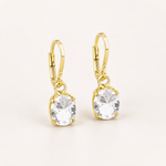 Brinco Folheado a Ouro 18k Argolinha Com Cristal Oval